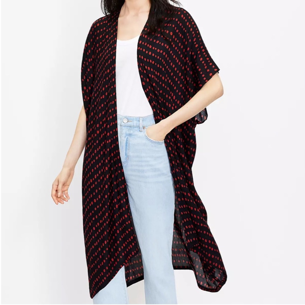 Loft Pearl Print Long Kimono XS Small